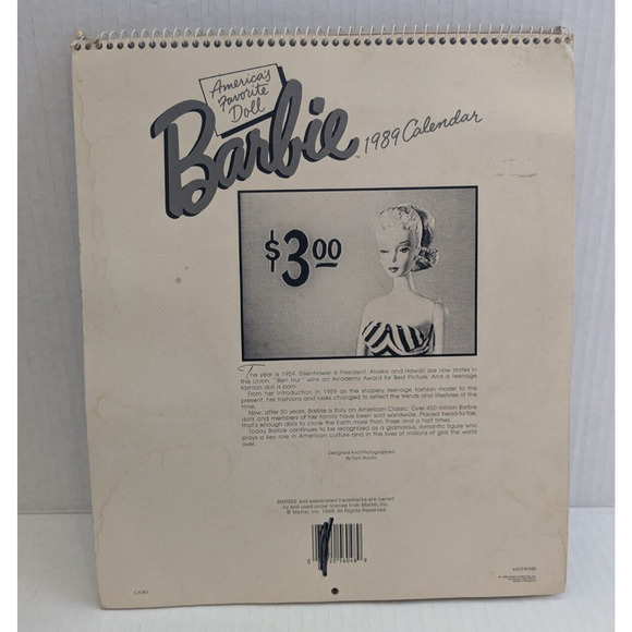 Vintage 1959 Barbie Fashion Calendar 1989 & 1990 Nostalgic Barbie Postcard Book - Picture 4 of 16